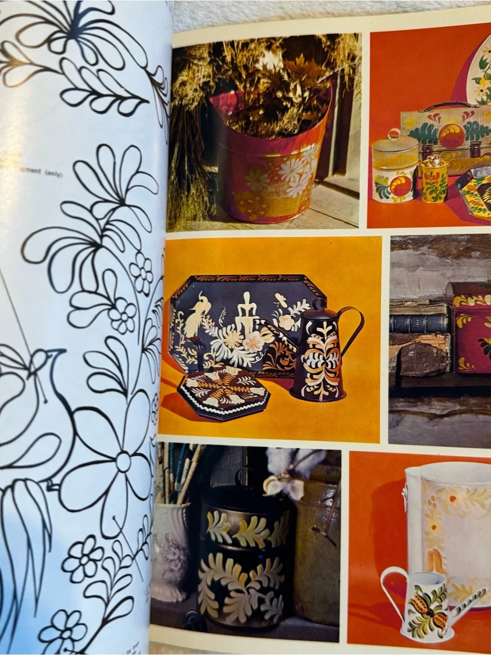 1972 Tile Painting: How to Paint Early American Tole Ware Vintage Book
